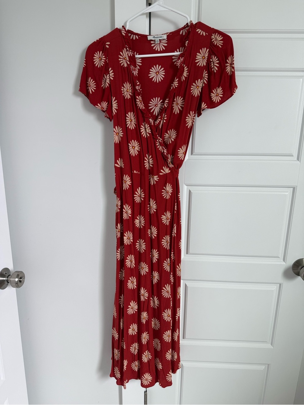 Madewell Ruffle-Edge Wrap Midi Dress in Daisy Daydream